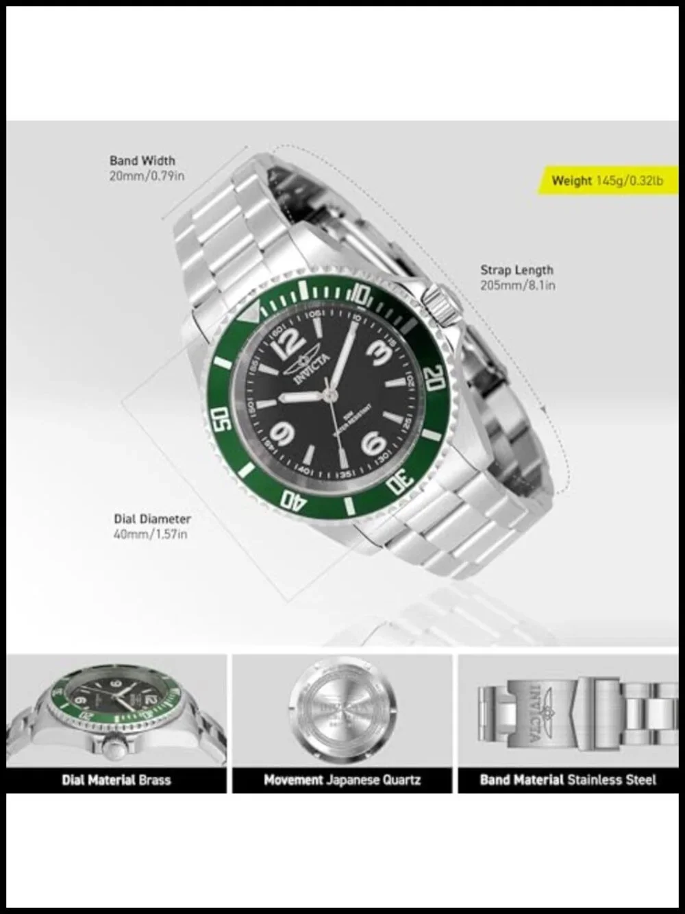 Invicta Specialty 40mm Stainless Steel Black Dial PC21J Quartz Men's Watch